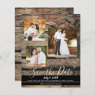 Papier Rustic Barn Wood Mariage Photo Enregistrer la date