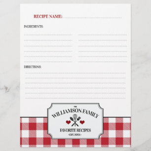 Papier Rustic Country Cuisine Famille Recette Classeur In