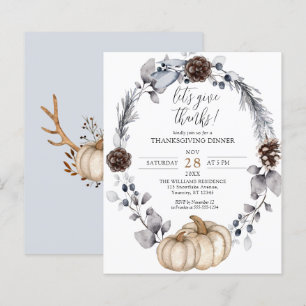 Papier Rustic Fall Citrouille Thanksgiving Dîner Invitati