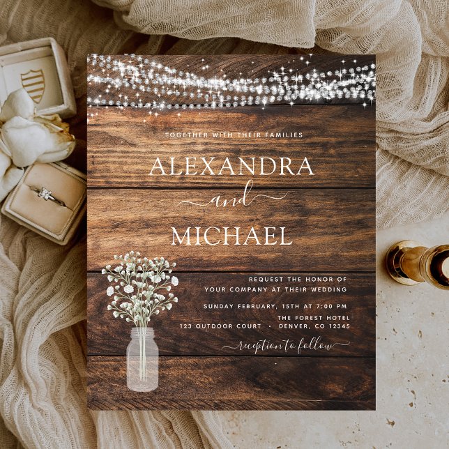 Papier Rustic Farmhouse Baby's Breath Jar Mariage (Créateur téléchargé)