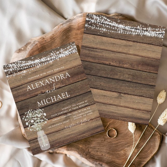 Papier Rustic Farmhouse Baby's Breath Jar Mariage (Créateur téléchargé)