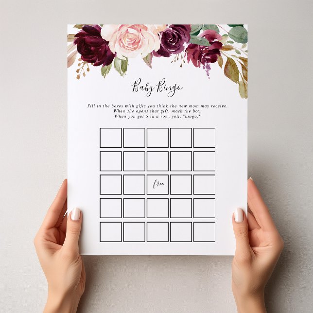 Papier Rustic Floral Botanical Baby Bingo Douche Jeu (Créateur téléchargé)