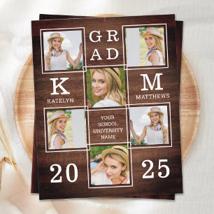 Papier Rustic Graduation 6 Photo Collage Budget Invitatio
