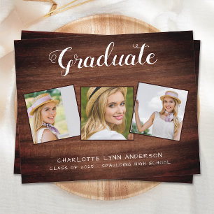 Papier Rustic Graduation Party 3 Photo Budget Invitation