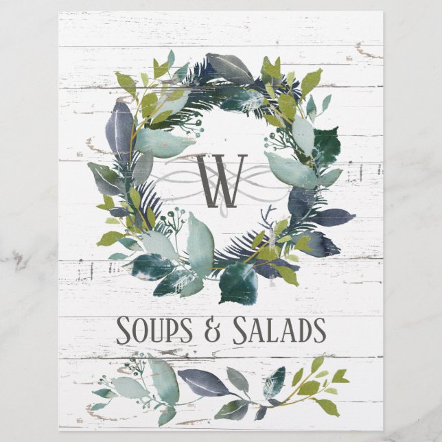 Papier Rustic Greenery Wreath Recette Organisateur Divide (Devant)