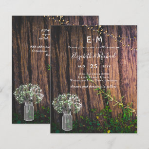 Papier Rustic Gypsophila éclaire Mason Jars Invitation BU