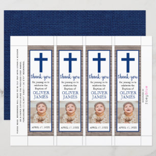 Papier Rustic Navy Blue Boy Baptême Signet photo