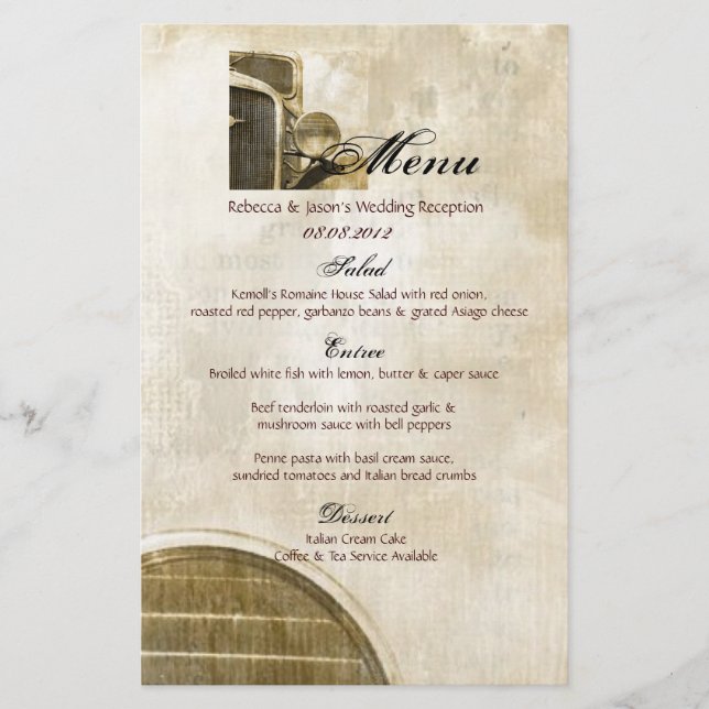 Papier Rustic Truck Western Country Mariage (Devant)