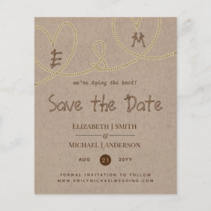 Papier Rustic Tying the Knot Wedding Enregistrer la date