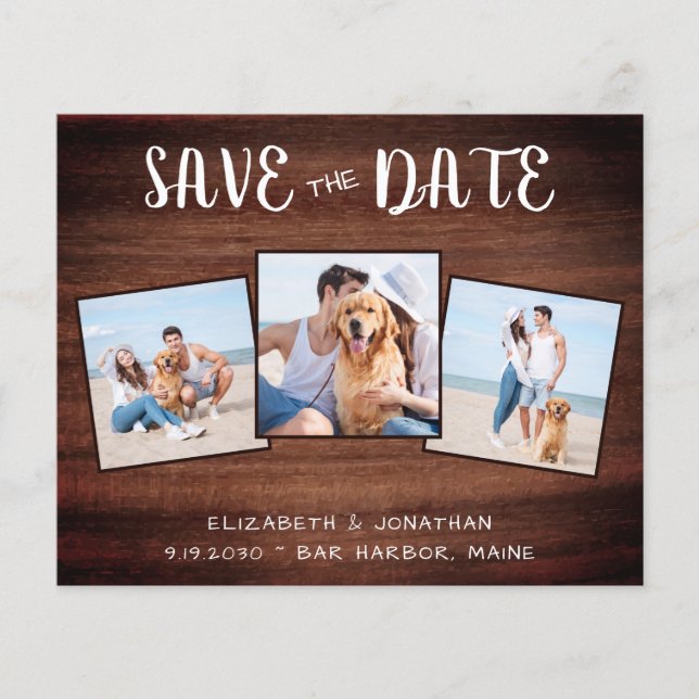 Papier Rustic Wood 3 Photo Budget Mariage Enregistrer La  (Devant)