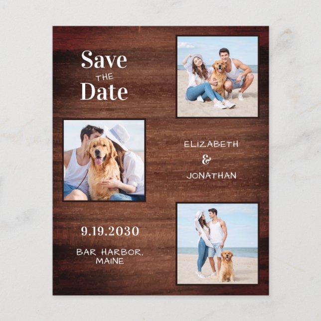 Papier Rustic Wood 3 Photo Budget Mariage Enregistrer La  (Devant)