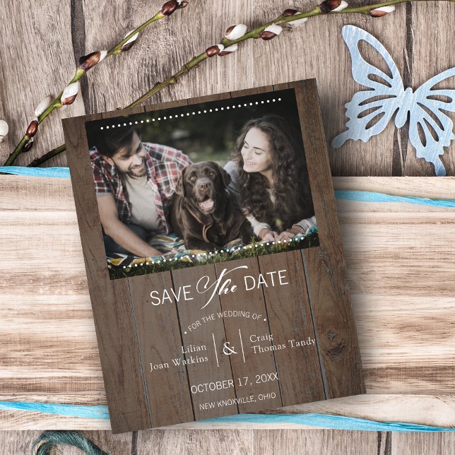 Papier Rustic Wood Dog Photo Typographie Whimsical (Créateur téléchargé)