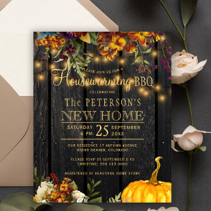 Papier Rustique automne bois fleuri invitation barbecue c