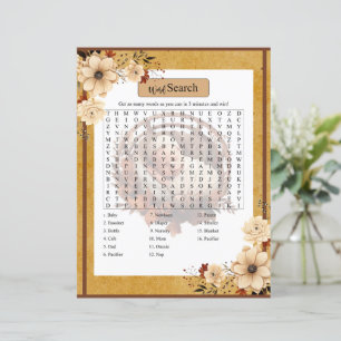 Papier Rustique Boho Floral Baby shower Word Recherche Je