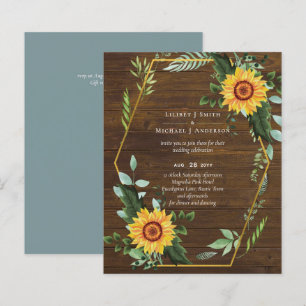 Papier Rustique BOHO Sunflowers Mariage de verdure
