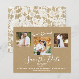 Papier Rustique Floral Blanc dentelle Kraft Photo Enregis