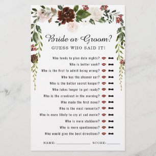 Papier Rustique Floral   Jeu de Baby Shower Bohème Botani