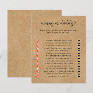 Papier Rustique - Jeu de baby shower Maman ou Papa