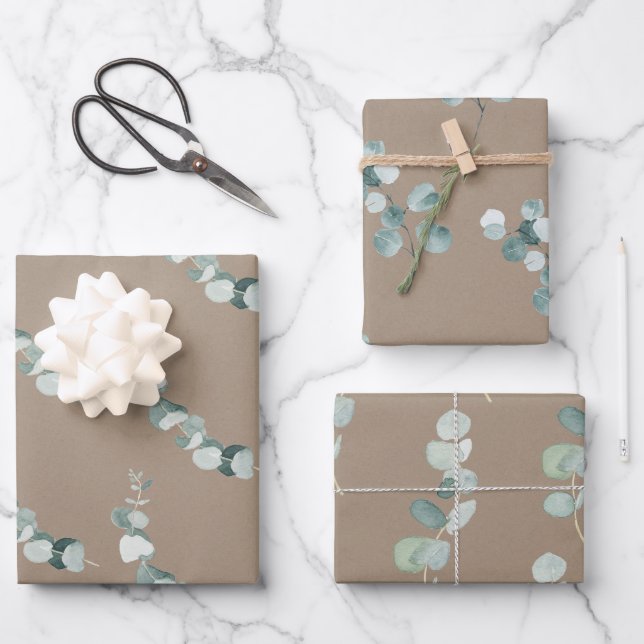 Papier Rustique Kraft - Eucalyptus Spriges bleus a (Recto)