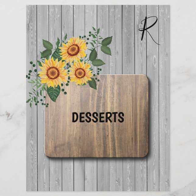 Papier Rustique pays tournesol recette organisateur divis (Devant)