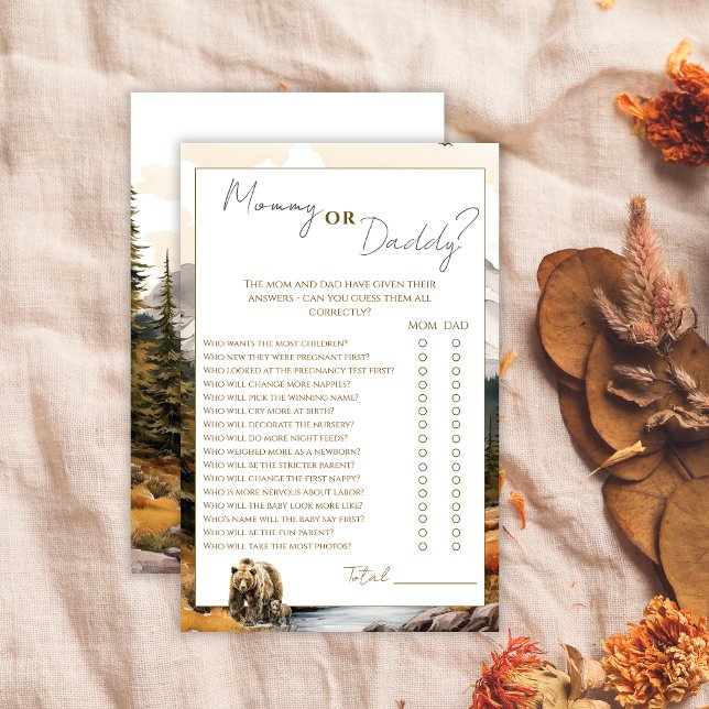 Papier Rustique Woodland Mommy ou papa Baby shower jeu (Créateur téléchargé)