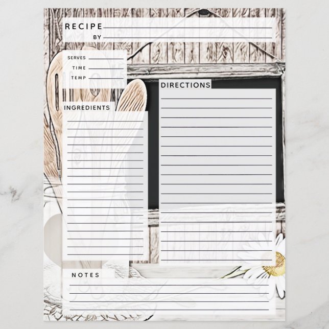Papier Rustlic Pays Burlap Recette Insertion (Devant)
