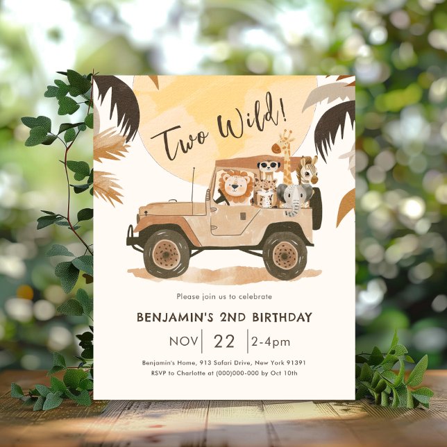 Papier Safari Animal 2e anniversaire Invitation Budget (Créateur téléchargé)