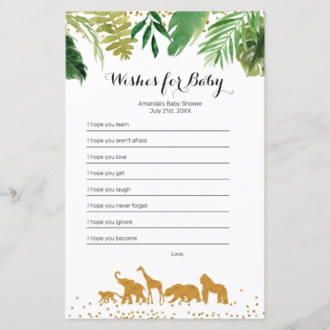 Papier Safari animal Aquarelle Voeux pour Baby Game (Devant)