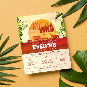Papier Safari Animal Four Ever Wild Invitation d'annivers