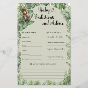 Papier Safari Animaux Baby Predictions et conseils JEU