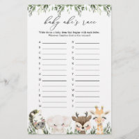 Safari Animaux Baby shower ABC's Race Game