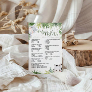 Papier Safari Animaux Baby shower bébé Trivia Game Card