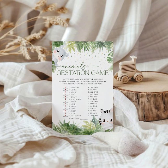 Papier Safari Animaux Baby showers Animaux Gestation Jeu (Créateur téléchargé)