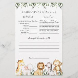 Papier Safari Animaux Baby showers Prédictions et conseil