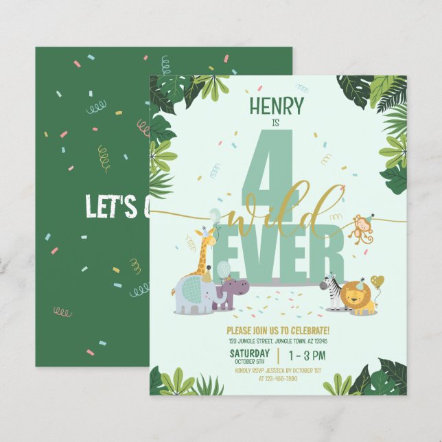 Papier Safari Animaux Quatre jamais Wild Budget Anniversa (Devant / Derrière)