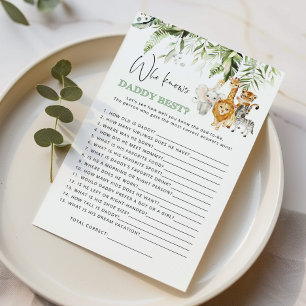 Papier Safari animaux Qui connaît papa meilleur jeu