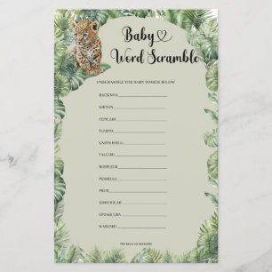 Papier Safari Animaux Verdure Baby Word Scrambule jeu