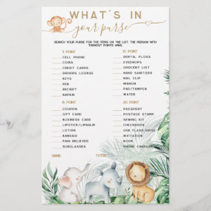Papier Safari Baby Animal What's In Your Purse game