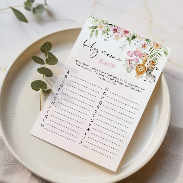 Papier Safari floral nom de race jeu de baby shower (Créateur téléchargé)