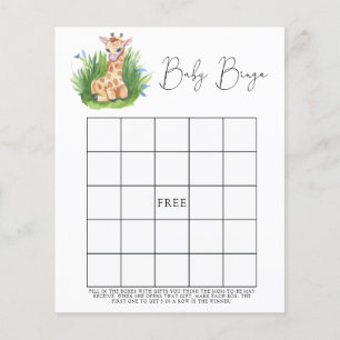 Papier Safari Giraffe - Baby shower jeu de bingo