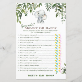 Papier Safari Jungle Elephant Baby shower Jeu IMPRIMÉ