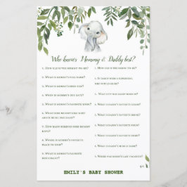Papier Safari Jungle Elephant Baby shower Jeu IMPRIMÉ