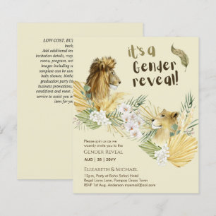 Papier Safari Lions GENDER REVEAL Baby Shower Invitations