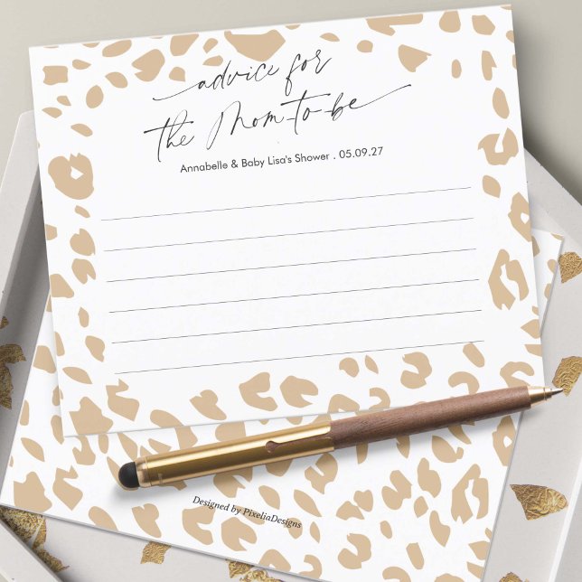 Papier Safari moderne Conseils neutres genre pour maman (Safari Themed, Gender Neutral Baby Shower Advice for mommy cards.)