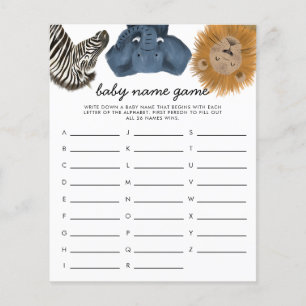 Papier Safari Thème Baby Name Douche Jeu