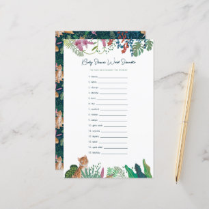 Papier Safari Tiger Word Scramble Baby shower Jeu