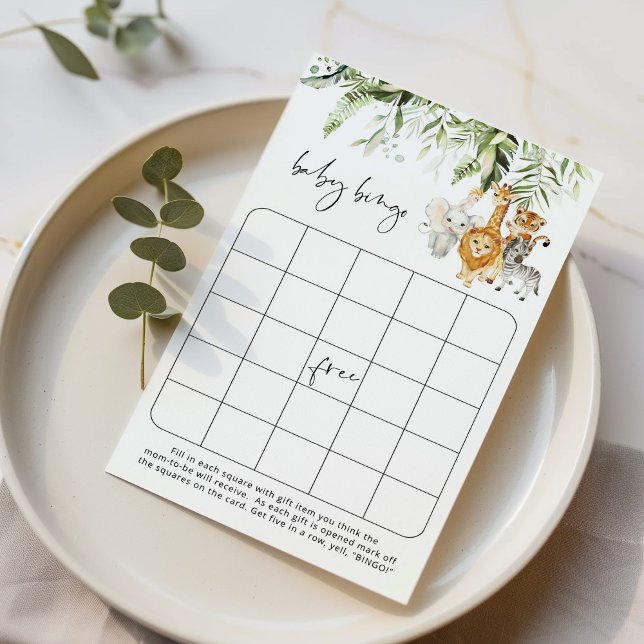 Papier Safari vert animaux baby bingo (Créateur téléchargé)