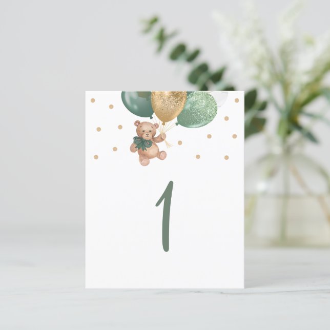 Papier Sage d'ours en peluche vert Numéro de la table Sig (Debout devant)