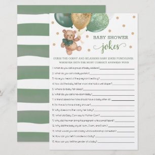 Papier Sage Green Baby shower Bébé Plaisanteries Jeu Tedd