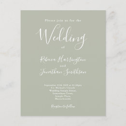 Papier Sage Green Budget Moderne Faire-part de mariage Sc